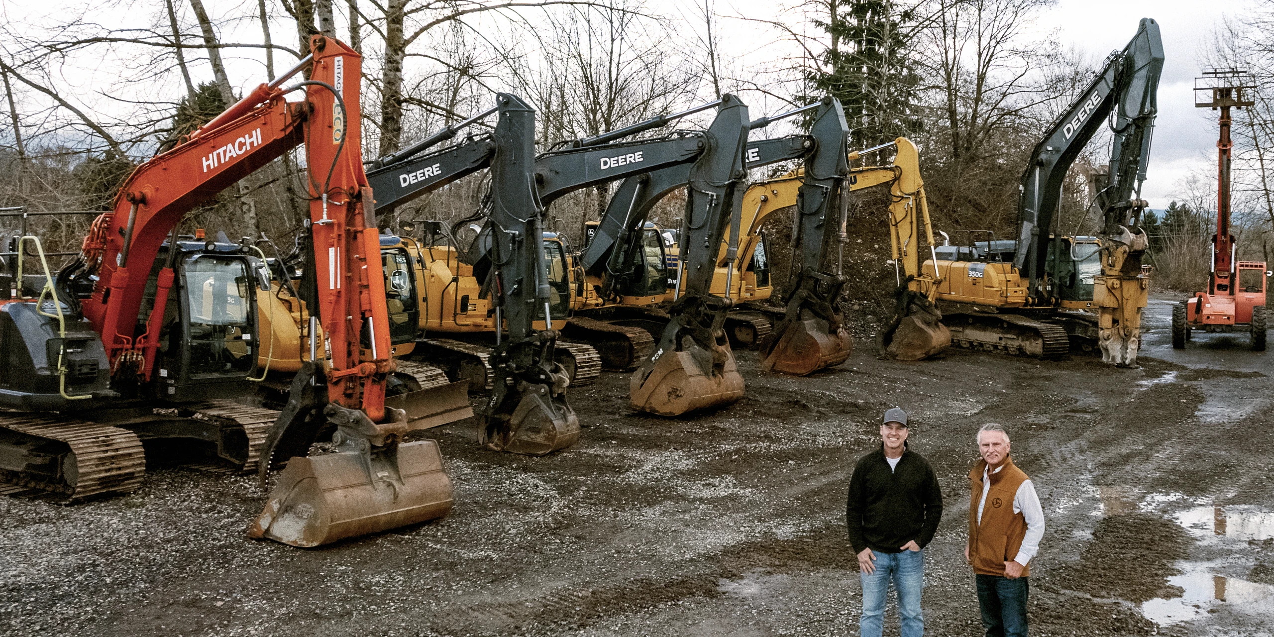 Heavy equipment staged for rental by Iron Gate Machinery in Vancouver, Washington